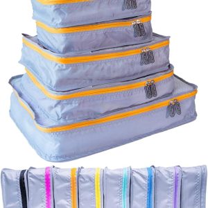 MUMI Packing Cubes – 5-Piece Compression Packing Cubes for Travel, Luggage Organizers for Suitcases, Carry-On Bags, Backpacks, and Duffel Bags – Space-Saving Travel Essentials - Orange