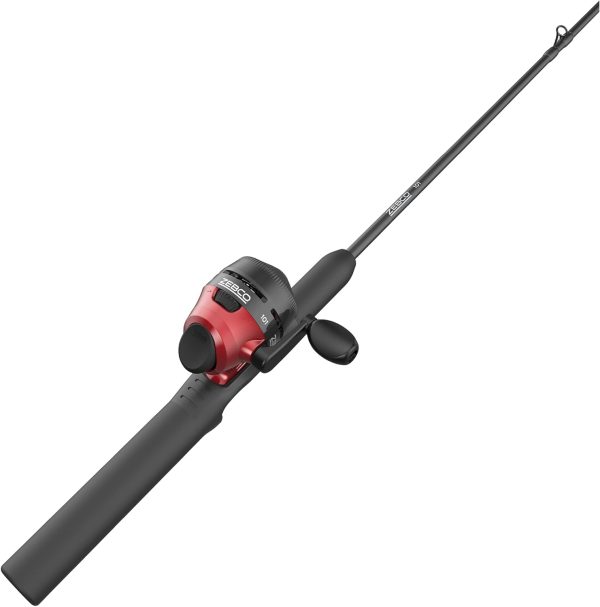 Zebco 101 Spincast Reel and Fishing Rod Combo, 5-Foot 2-Piece Fiberglass Fishing Pole with EVA Handle, Size 20 Reel, Quickset Anti-Reverse Fishing Reel, Right-Hand Retrieve, Black/Red