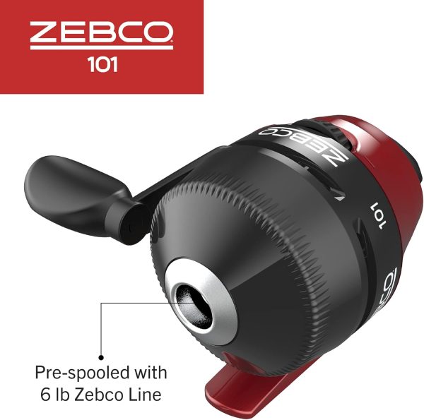 Zebco 101 Spincast Reel and Fishing Rod Combo, 5-Foot 2-Piece Fiberglass Fishing Pole with EVA Handle, Size 20 Reel, Quickset Anti-Reverse Fishing Reel, Right-Hand Retrieve, Black/Red - Image 5